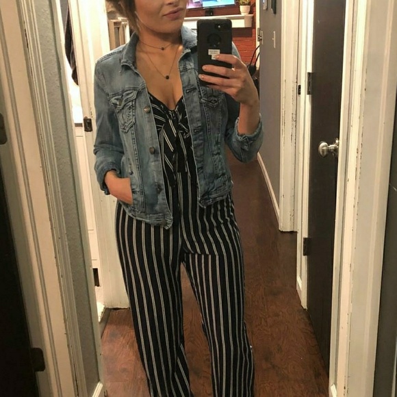 Front Tie Wide Leg Stripe Jumpsuit - Picture 8 of 8